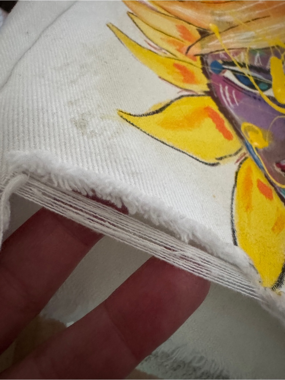 Upcycled streetwear painted white denim size 16 ooak sunflower goddess - Picture 7 of 15